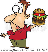 Cartoon Guy Holding a Reject Burger by Toonaday