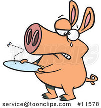 Cartoon Pig with an Empty Plate by Toonaday
