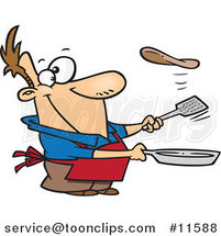 Cartoon Guy Flipping a Flapjack by Toonaday
