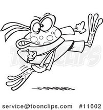 Cartoon Outlined Ninja Frog Kicking by Toonaday