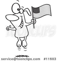 Cartoon Outlined American Dog Jumping by Toonaday