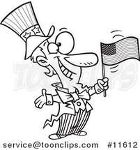 Cartoon Outlined Patriotic Uncle Sam by Toonaday