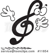 Cartoon Black and White Design of a Treble Clef by Toonaday