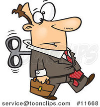Cartoon Wind up Business Man on Auto Pilot by Toonaday