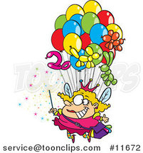 Cartoon Fairy Floating with Balloons by Toonaday