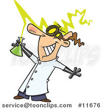 Cartoon Mad Scientist Holding a Beaker by Toonaday
