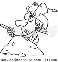 Cartoon Outlined Arrow Through a Cowboys Hat by Toonaday