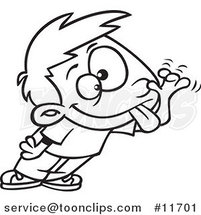 Cartoon Outlined Boy Sticking His Tongue out and Making a Funny Face by Toonaday