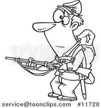 Cartoon Outlined Union Soldier Holding a Rifle by Toonaday