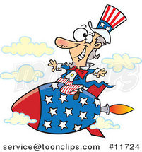 Cartoon Uncle Sam Riding a Rocket by Toonaday