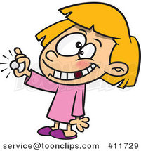 Cartoon Girl with a Missing Tooth Holding a Coin from the Tooth Fairy by Toonaday