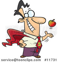 Cartoon Super Guy Tossing and Catching an Apple by Toonaday