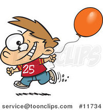 Cartoon Birthday Boy Running with a Party Balloon by Toonaday