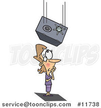 Cartoon Safe Falling on an Unlucky Business Woman by Toonaday