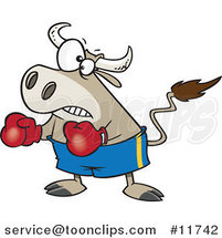 Cartoon Bullfighter Bull Boxer by Toonaday