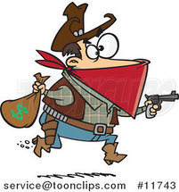 Cartoon Black Bart Outlaw Stealing Money by Toonaday