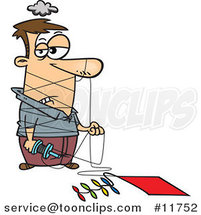 Cartoon Guy Tangled in Kite String by Toonaday