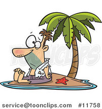 Cartoon Shipwrecked Guy on a Tropical Island by Toonaday