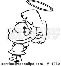 Cartoon Outlined Innocent Angelic Girl with a Halo by Toonaday