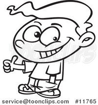 Cartoon Outlined Thumbs up Boy by Toonaday