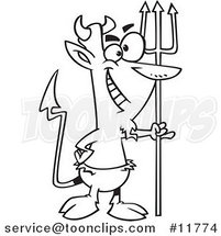 Cartoon Outlined Devil with Hooves by Toonaday