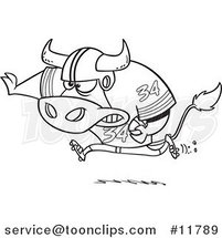 Cartoon Outlined Football Bull Running by Toonaday