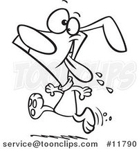 Cartoon Outlined Drooling Dog Character Running for Dinner by Toonaday