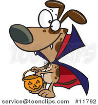 Cartoon Halloween Vampire Dog Character Trick or Treating by Toonaday