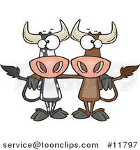 Cartoon Bull Cow Buddies by Toonaday