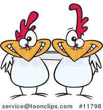 Cartoon White Chicken Buddies by Toonaday