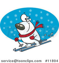 Cartoon Skiing Polar Bear by Toonaday