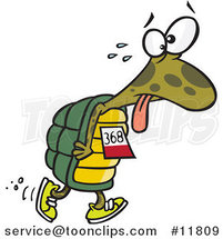 Cartoon Tired Tortoise Walking in a Race by Toonaday