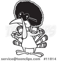 Cartoon Outlined Jive Turkey Bird with an Afro by Toonaday