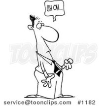 Cartoon Black and White Outline Design of a Business Man Realizing He Did Something Wrong by Toonaday