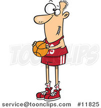 Cartoon Skinny Basketball Player Holding a Ball by Toonaday
