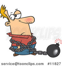 Cartoon Guy in a Predicament Chained to a Bomb by Toonaday