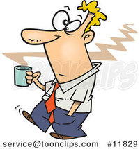 Cartoon Business Man Carrying Hot Coffee by Toonaday