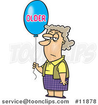 Cartoon Birthday Lady with an Older Balloon by Toonaday