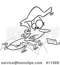 Cartoon Outlined Lady Chasing a Bounced Check by Toonaday