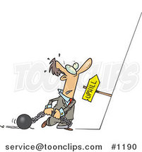 Cartoon Guy Ready to Drag His Ball and Chains Uphill by Toonaday