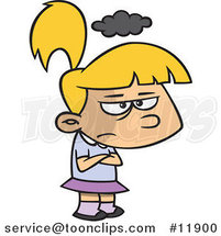 Cartoon Grumpy Girl with a Cloud over Her Head by Toonaday