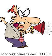 Cartoon Business Man Shouting in a Megaphone by Toonaday