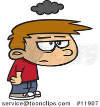 Cartoon Grumpy Boy Under a Cloud of Gloom by Toonaday