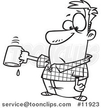 Cartoon Outlined Business Man Turning out His Last Drop of Coffee by Toonaday