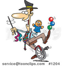 Cartoon Entertainer Doing Tricks on a Unicycle by Toonaday