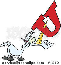 Cartoon Unicorn with a Letter U on His Horn by Toonaday