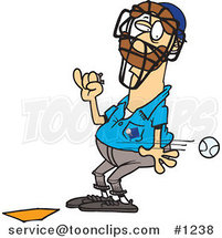 Cartoon Baseball Flying past an Umpire by Toonaday