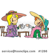 Cartoon Happy Girls Playing Dress up at Tea Time by Toonaday