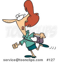 Cartoon Lady in a Hurry on Her Way Somewhere by Toonaday