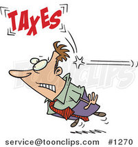 Cartoon Business Man Being Hit from Behind with Taxes by Toonaday